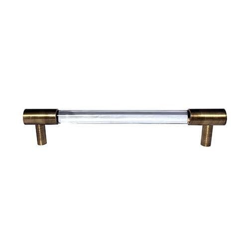 Blush Glass Cabinet Handle with Brass Fittings – Handmade Drawer Pull, Modern Wardrobe Hardware
