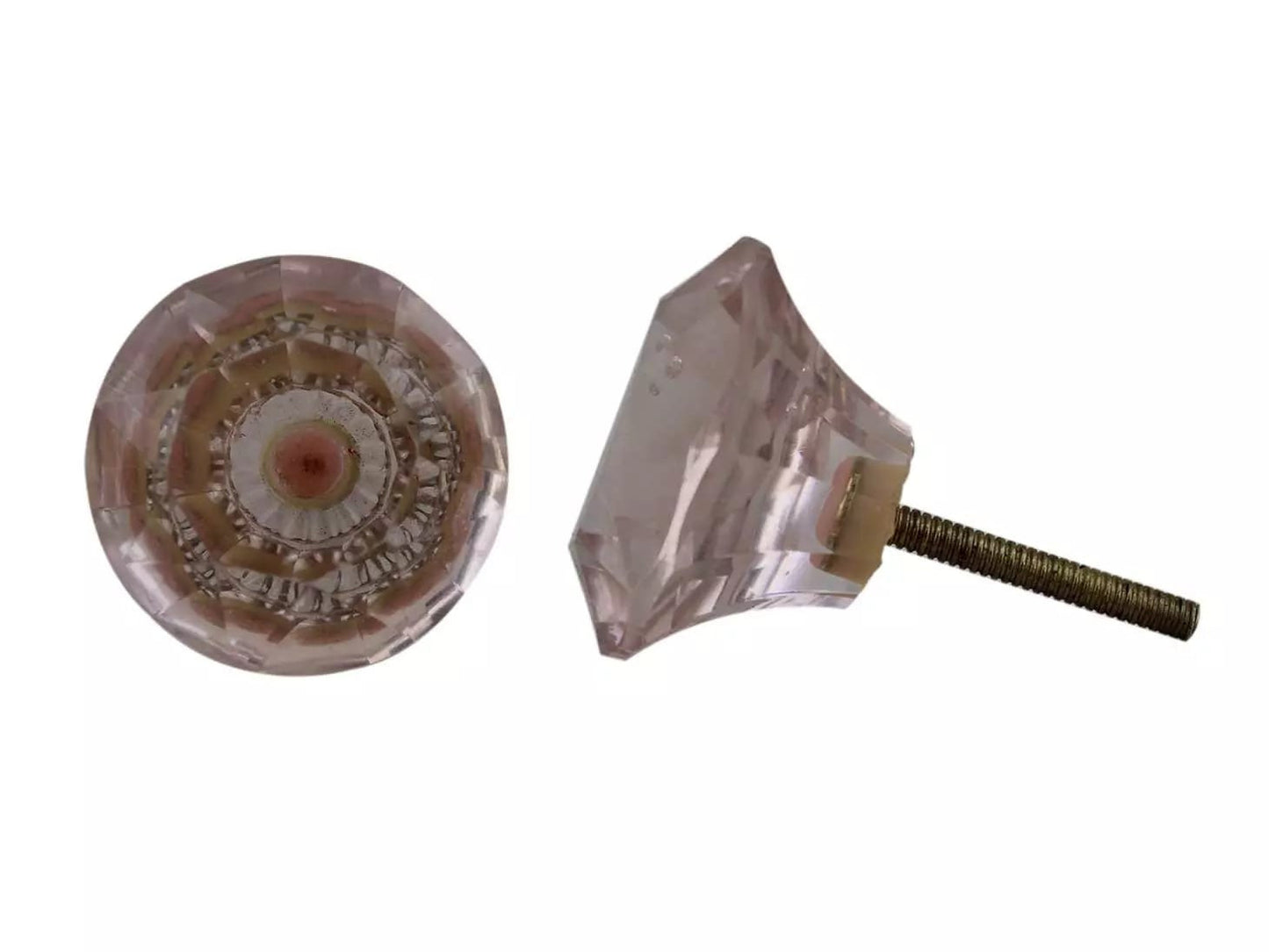 Pink Diamond Cut Glass Knobs - 1.5 inch