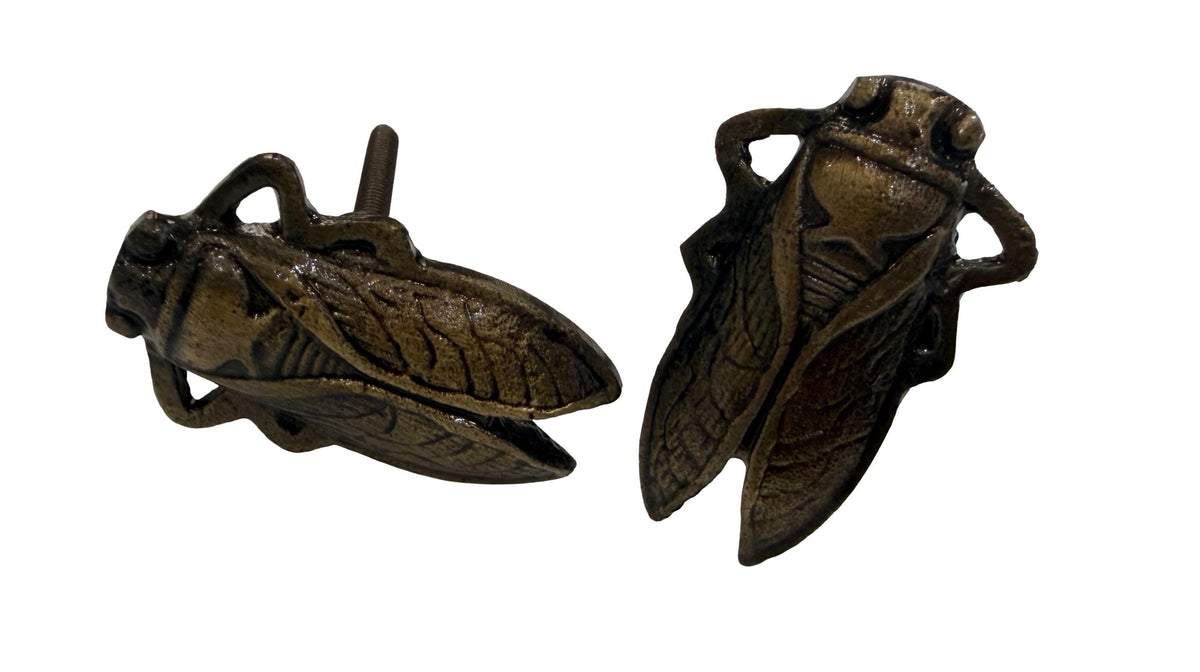 Cast Iron Cicada Cabinet Knob | Rustic Farmhouse Insect Drawer Pull | Nature Inspired Hardware