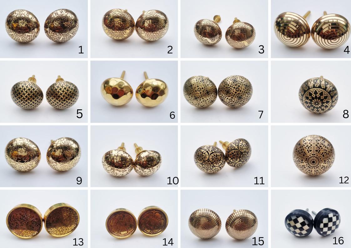 Handcrafted Solid Brass Cabinet Knobs | Vintage Floral Geometric Drawer Pulls