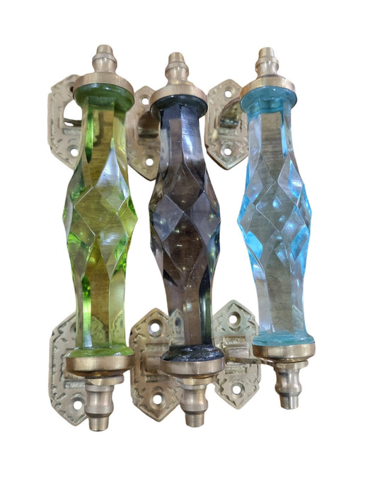8 Inch Glass Crystal Drawer Pull, Brass Cabinet Handle, Antique Gold Furniture Hardware
