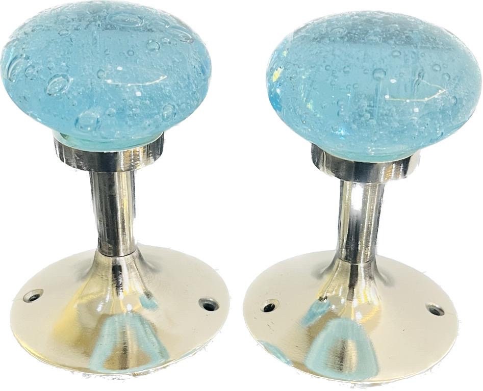 Pair of Aqua Glass 60 mm bubbles tie backs