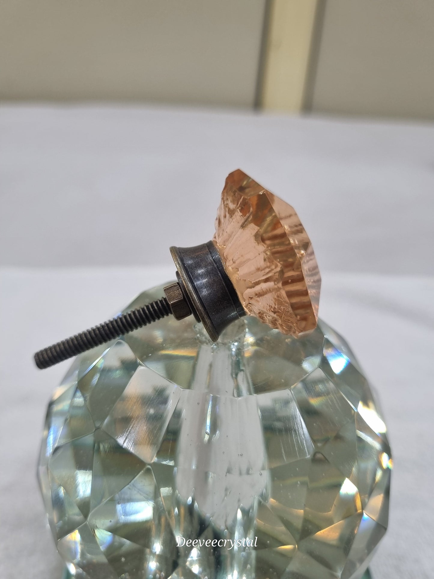 Victorian Style Octagonal Glass Knob - Antique Bronze