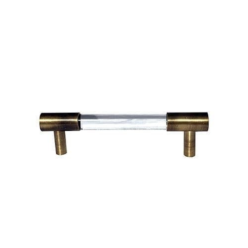 Blush Glass Cabinet Handle with Brass Fittings – Handmade Drawer Pull, Modern Wardrobe Hardware