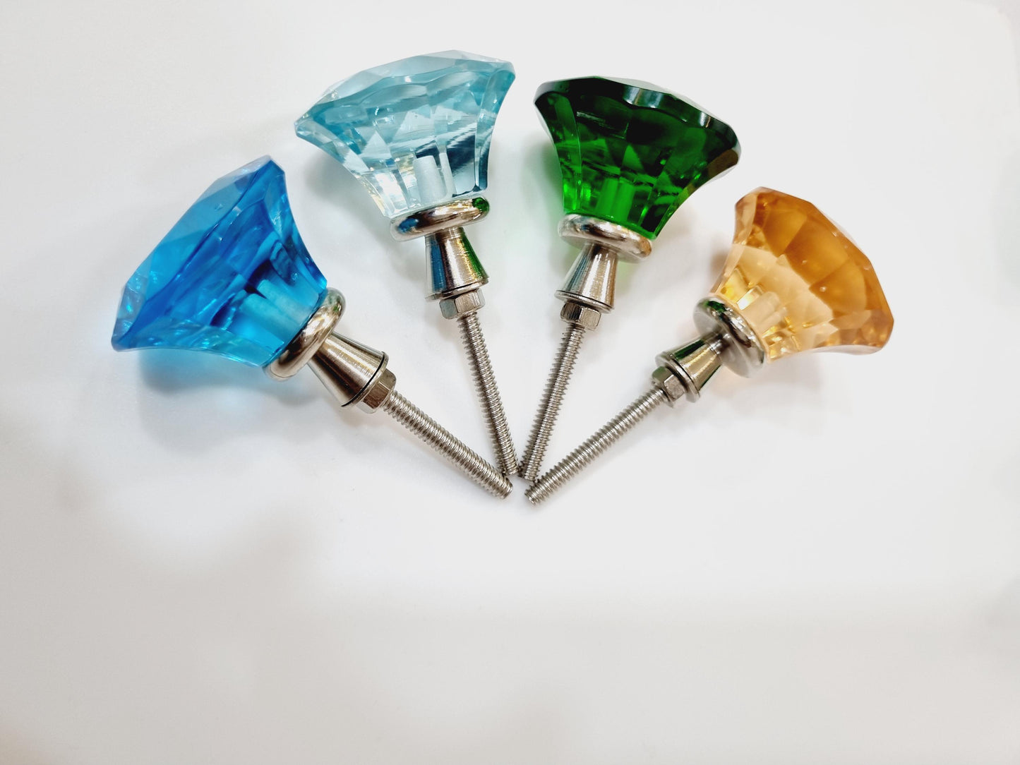 Diamond cut glass knobs with fittings