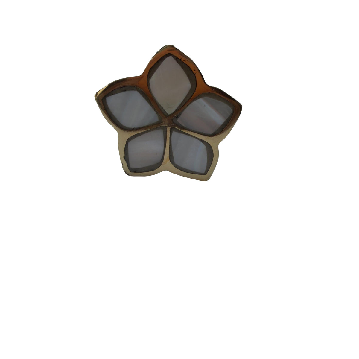 Mother of Pearl Flower Cabinet Knob – Brass Floral Furniture Pull – White MOP Drawer Handle