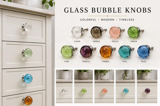 Glass Bubble Knobs with Silver Fittings (1.5 inch)