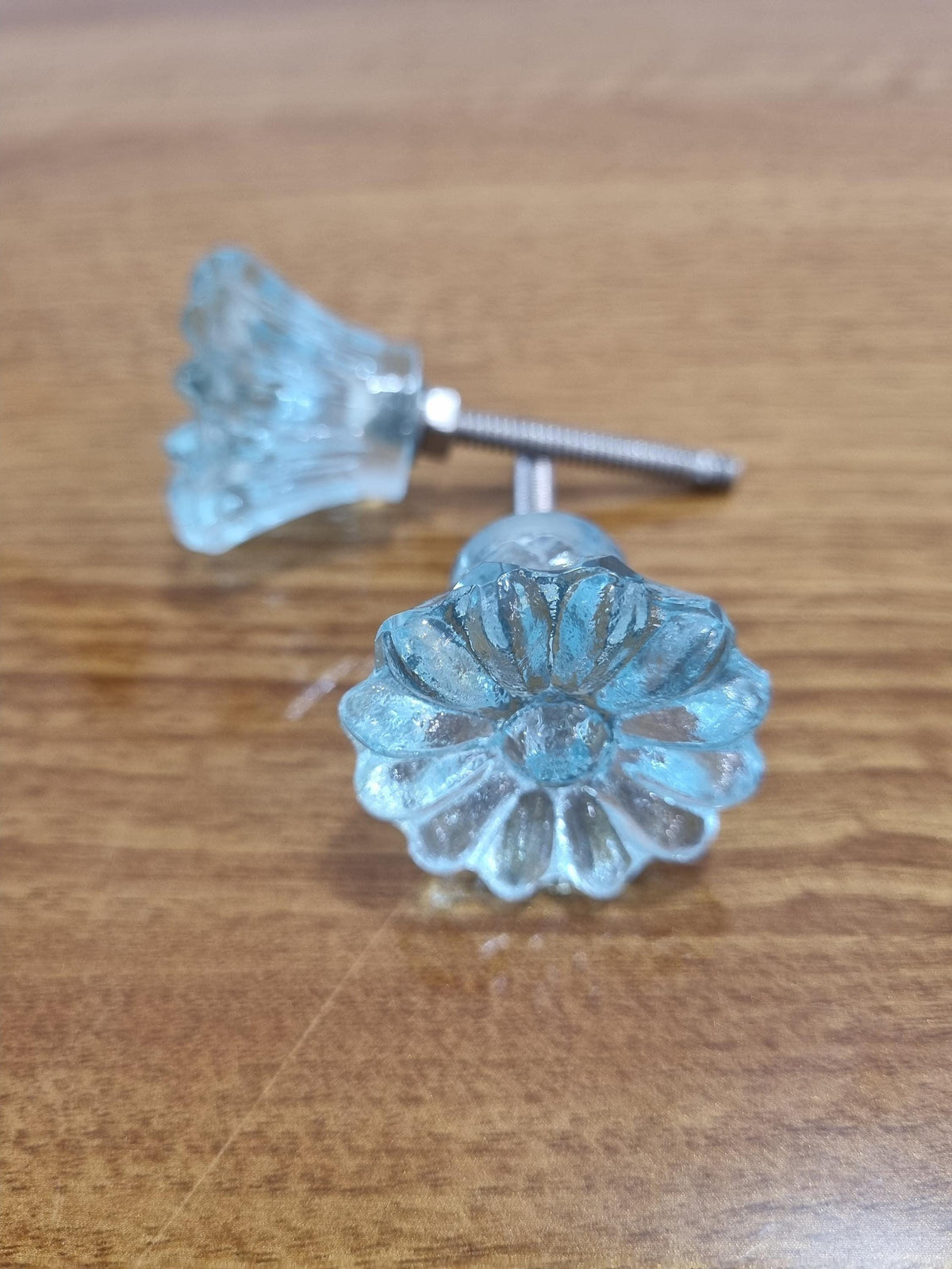 Handmade Daisy Glass Cabinet Knob – Aqua, Mint Green, Clear, Peach Flower Furniture Pull