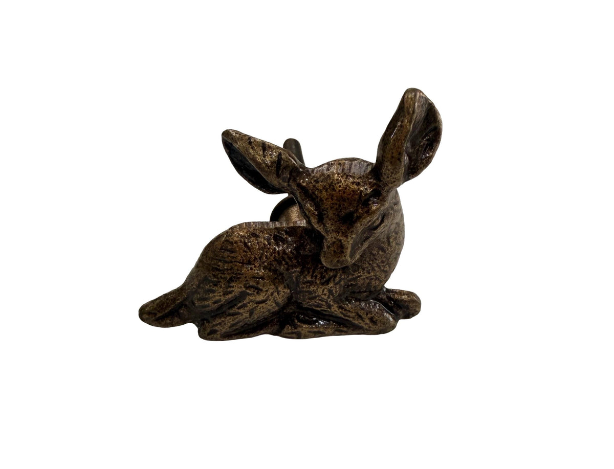 Cast Iron Fawn Knob, Rustic Woodland Animal Drawer Pull, Antique Bronze Cabin Decor