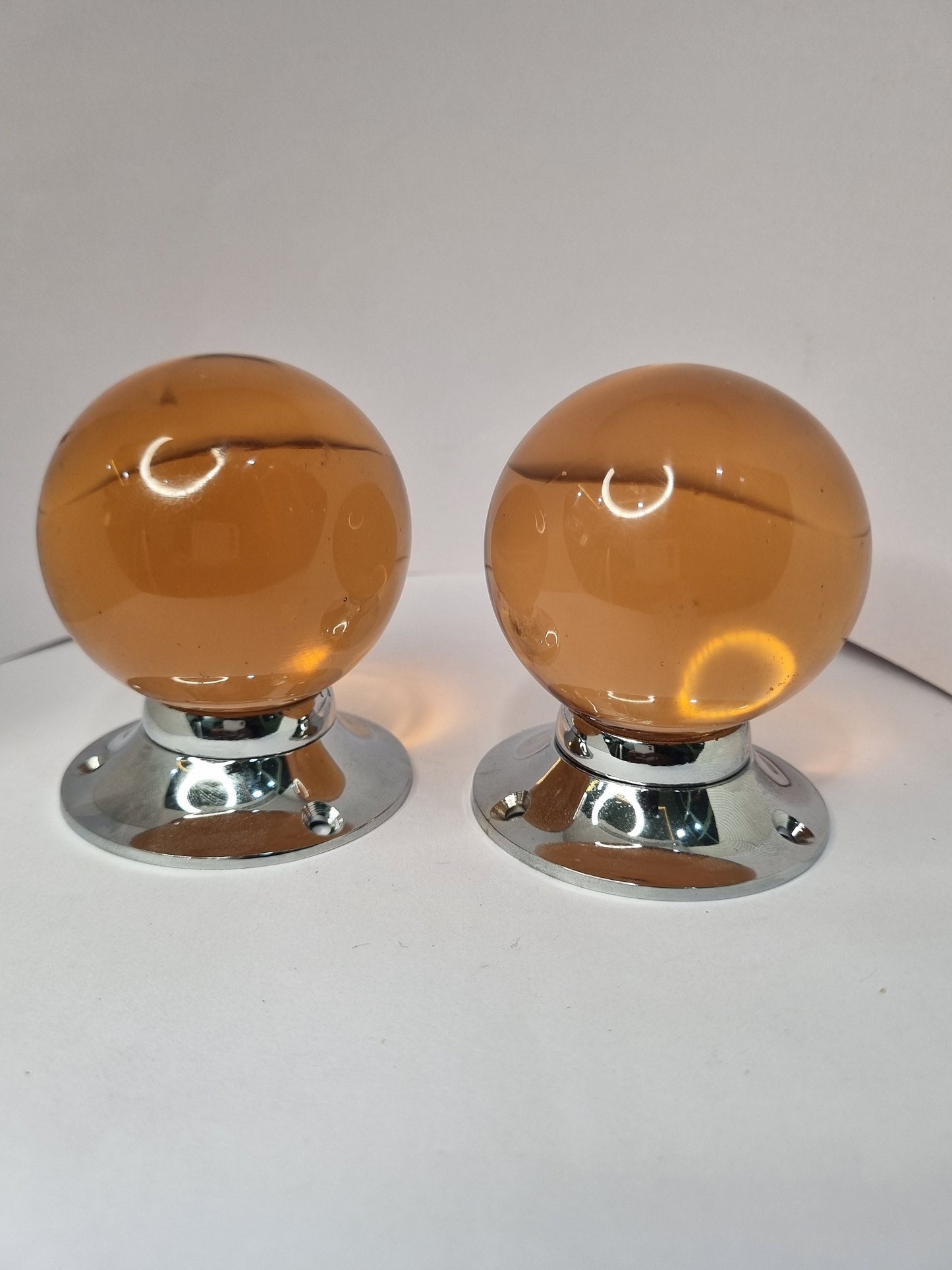 Pink Glass Round Mortise Door Knob (60mm) black finish