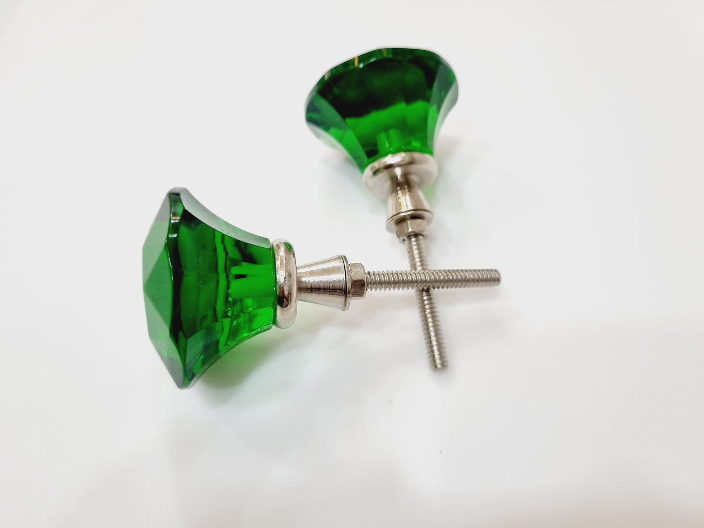 Diamond cut glass knobs with fittings