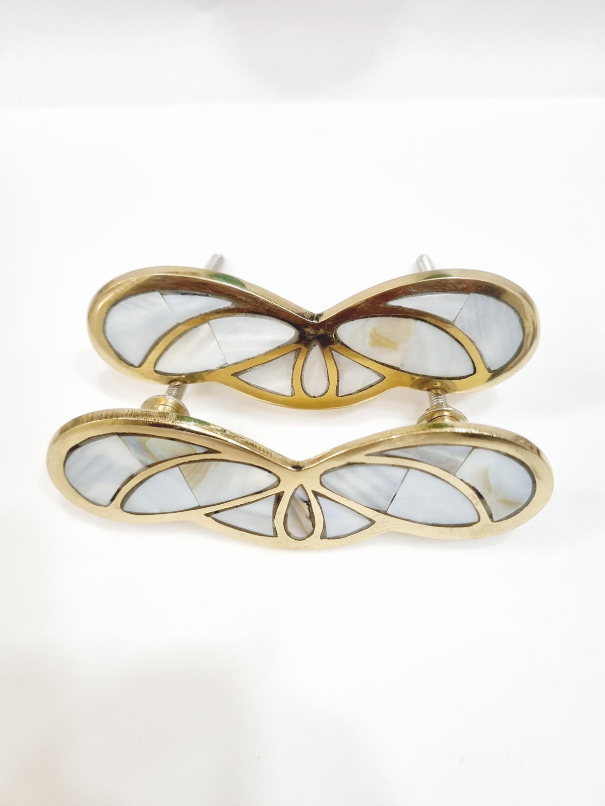 Handmade Gold & Mother of Pearl Cabinet Handle: Luxurious Drawer Pull