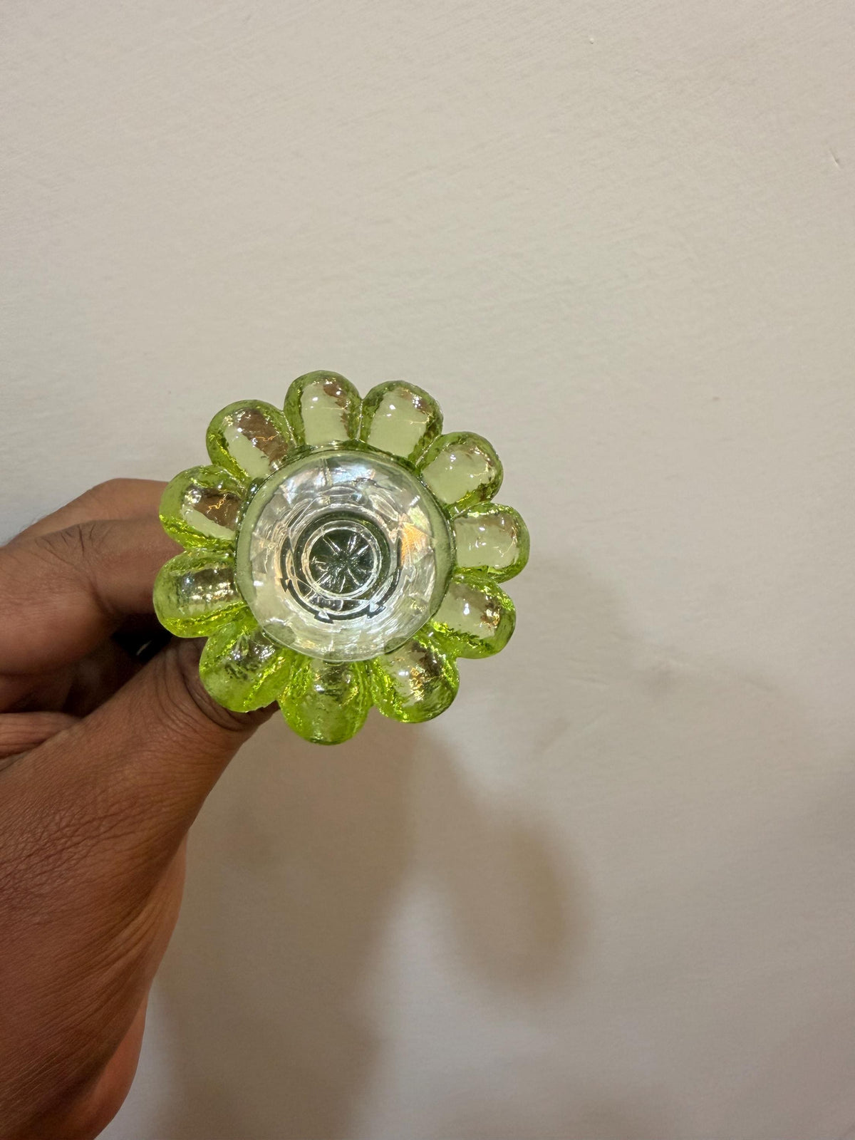 Green Glass Flower Drawer Knob, Handmade Floral Cabinet Hardware, Choose Center Color