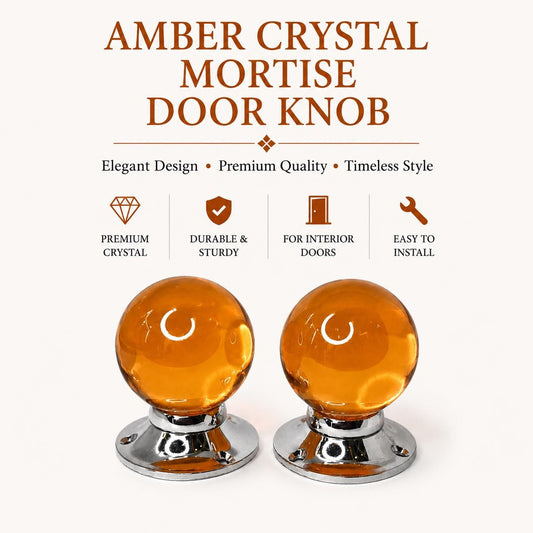 Pink Glass Round Mortise Door Knob (60mm)