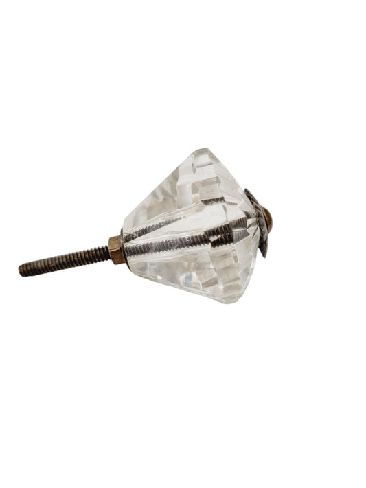 Clear faceted cut glass knobs for cabinets