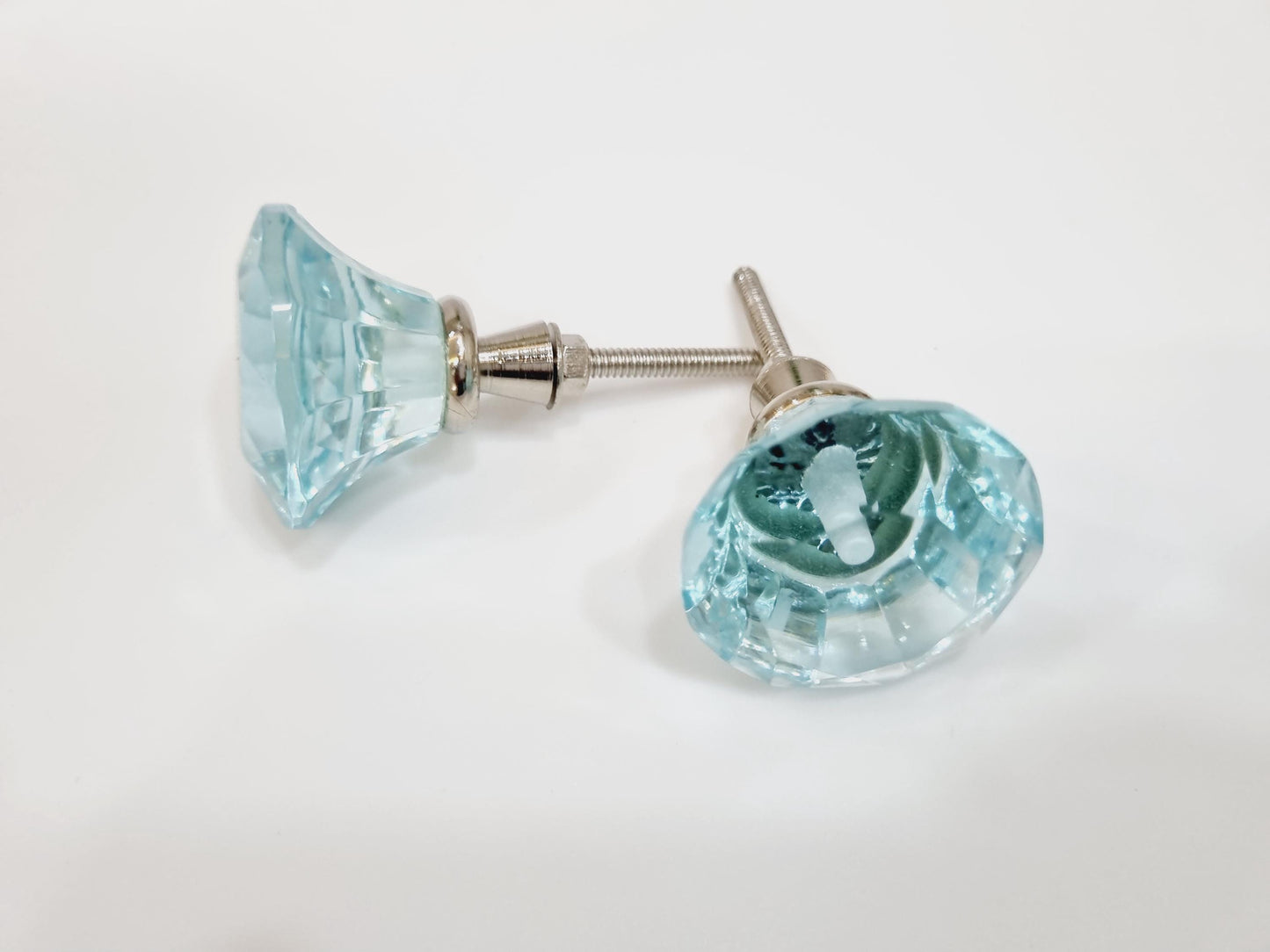 Diamond cut glass knobs with fittings