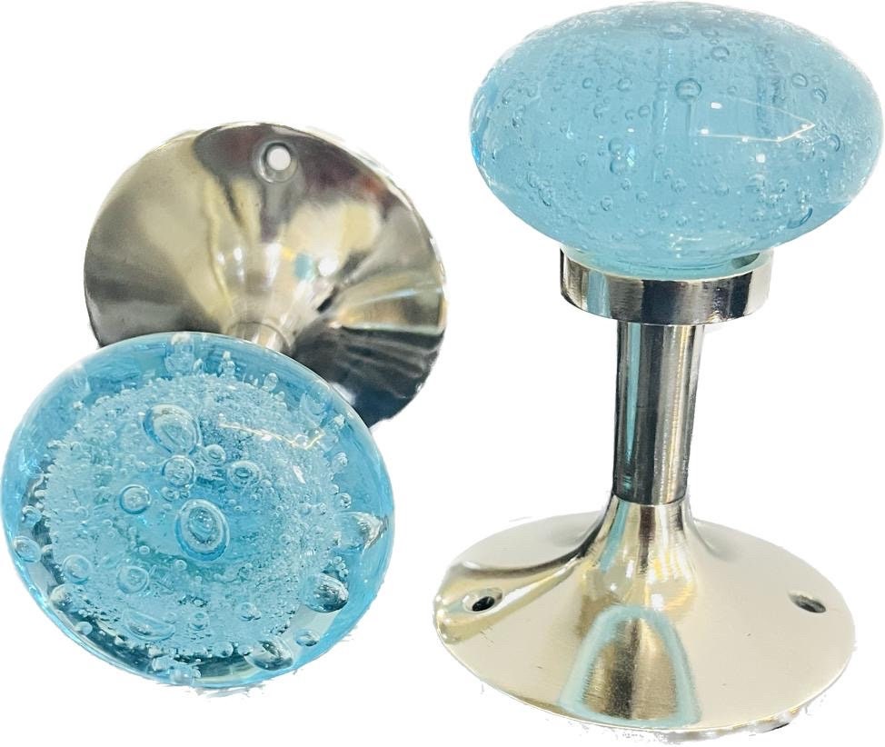 Pair of Aqua Glass 60 mm bubbles tie backs