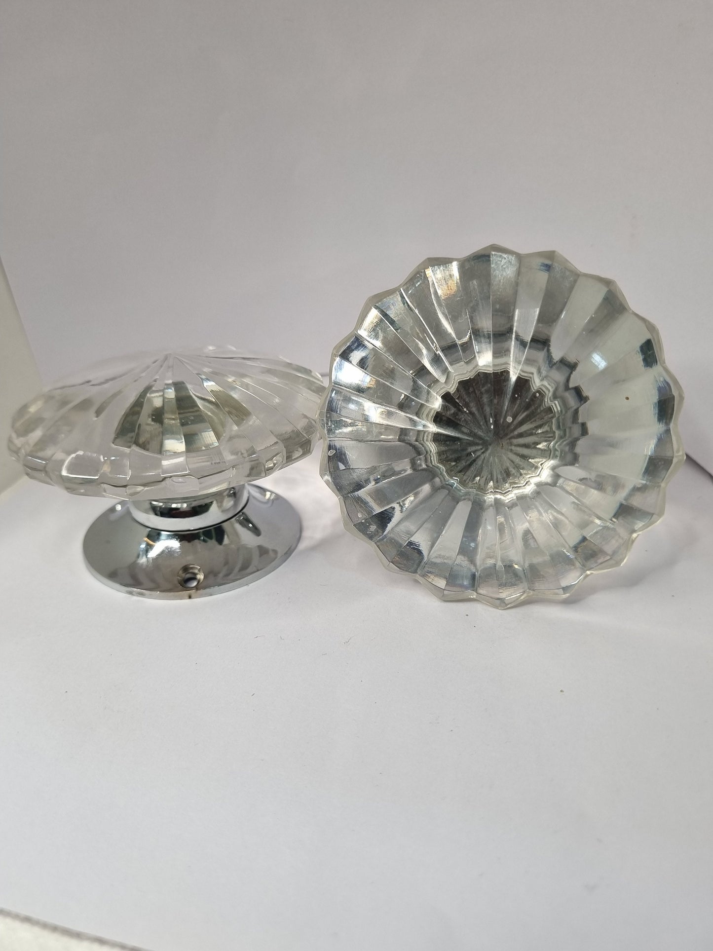 Glass crystal cut faceted mortise door knob