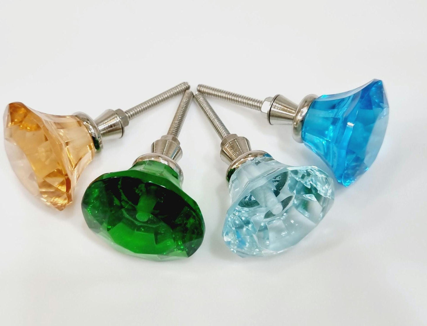 Diamond cut glass knobs with fittings