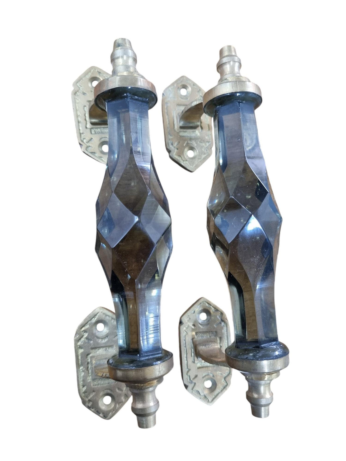 8 Inch Glass Crystal Drawer Pull, Brass Cabinet Handle, Antique Gold Furniture Hardware