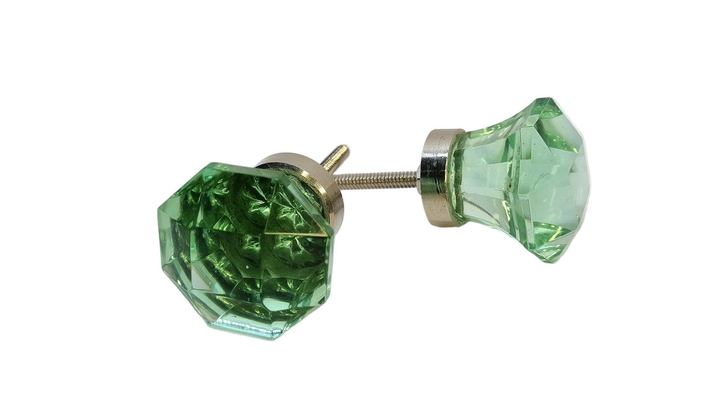 Glass diamond cut knob