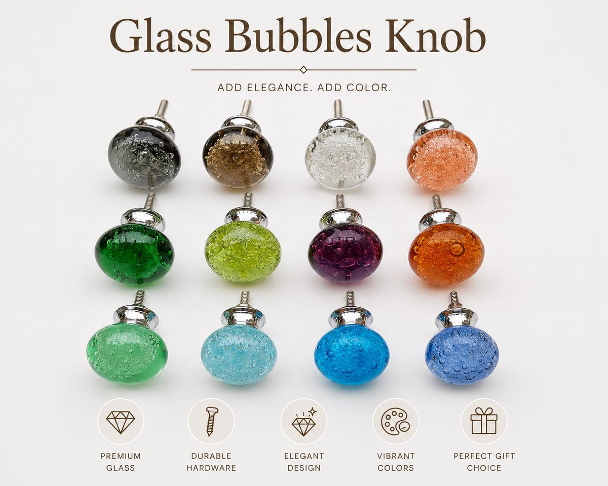 Handmade Glass Bubble Knobs: 1.5" Cabinet & Drawer Pulls