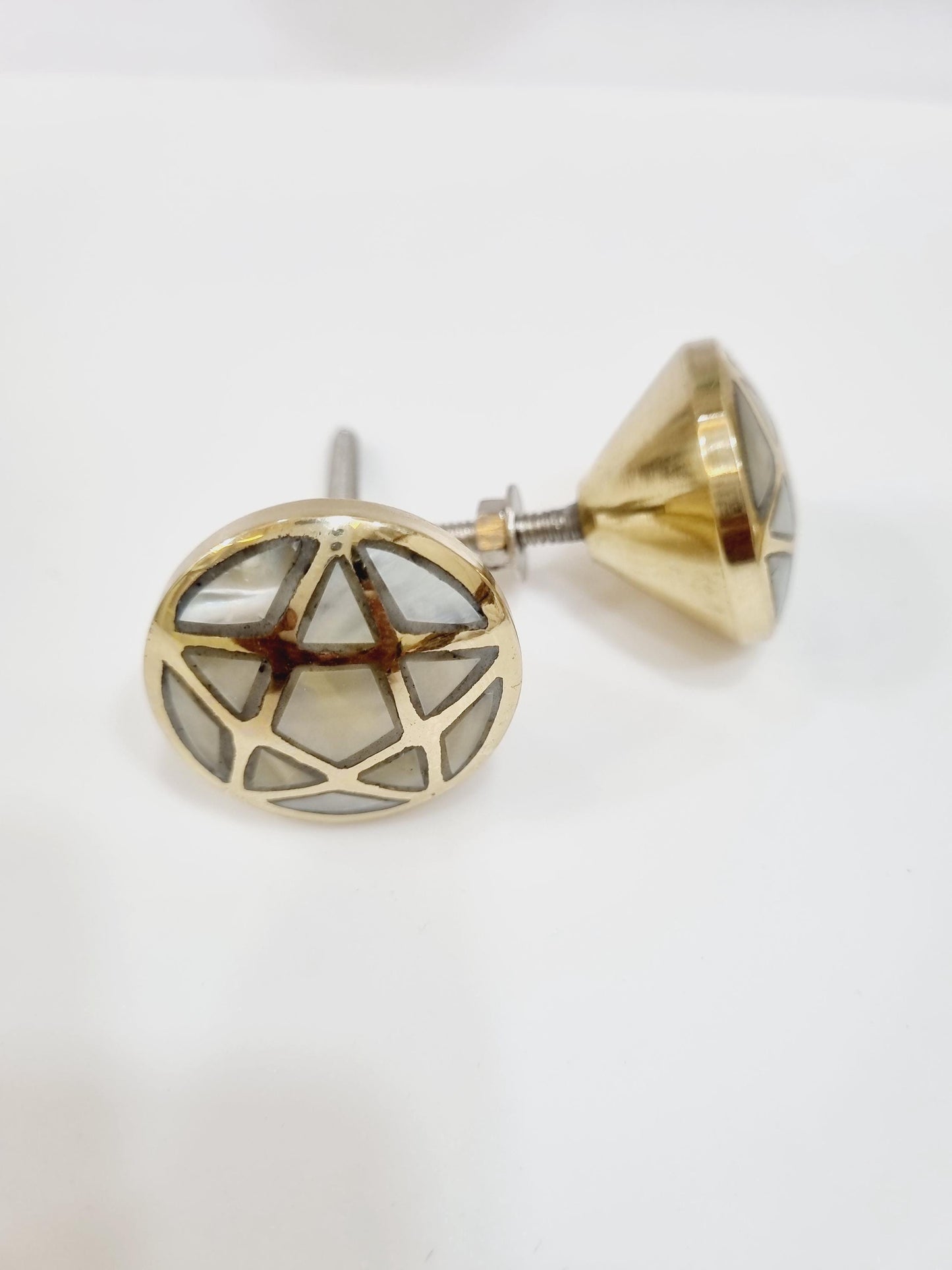 Mother pearl brass knobs