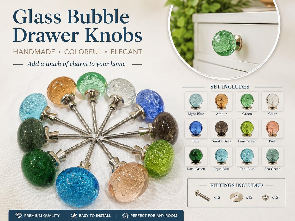 Glass silver long fittings bubbles knobs