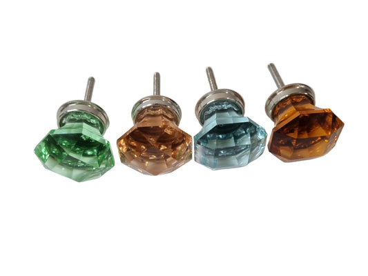 Glass diamond cut knob