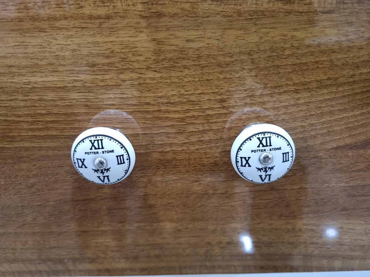 Vintage Ceramic Clock Knob, Farmhouse Drawer Pull, Roman Numeral Cabinet Handle