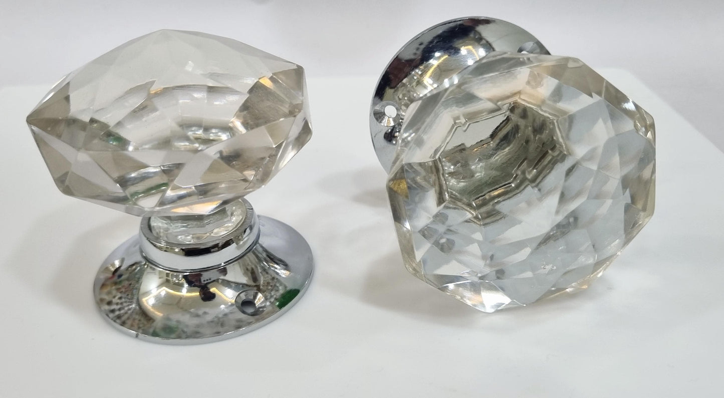 Glass Crystal Cut Faceted Mortise Door Knob – Elegant Vintage Style