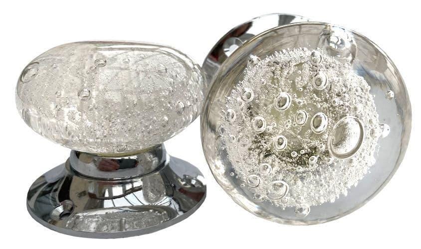 Glass bubbles mortise door knobs