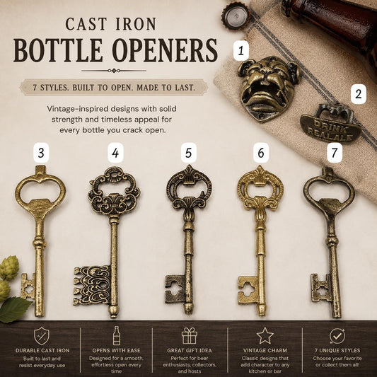 Vintage-Style Cast Iron Skeleton Key Bottle Opener