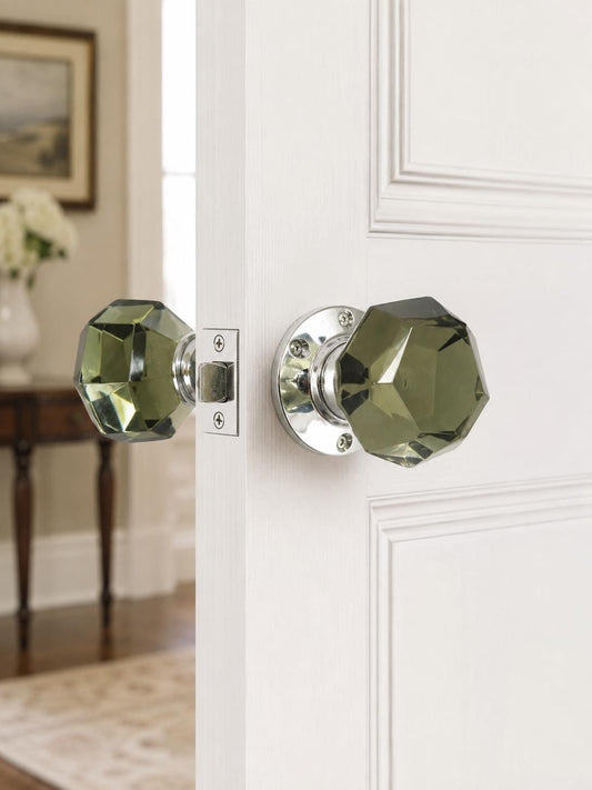 Glass prism mortise door knob