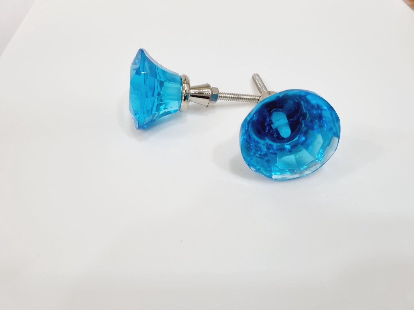 Diamond cut glass knobs with fittings