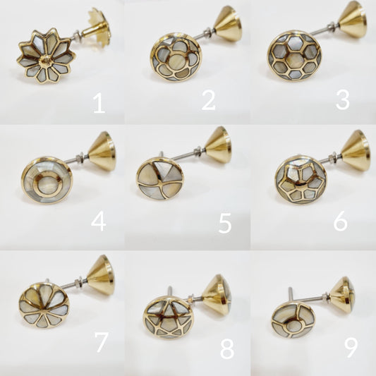 Mother pearl brass knobs