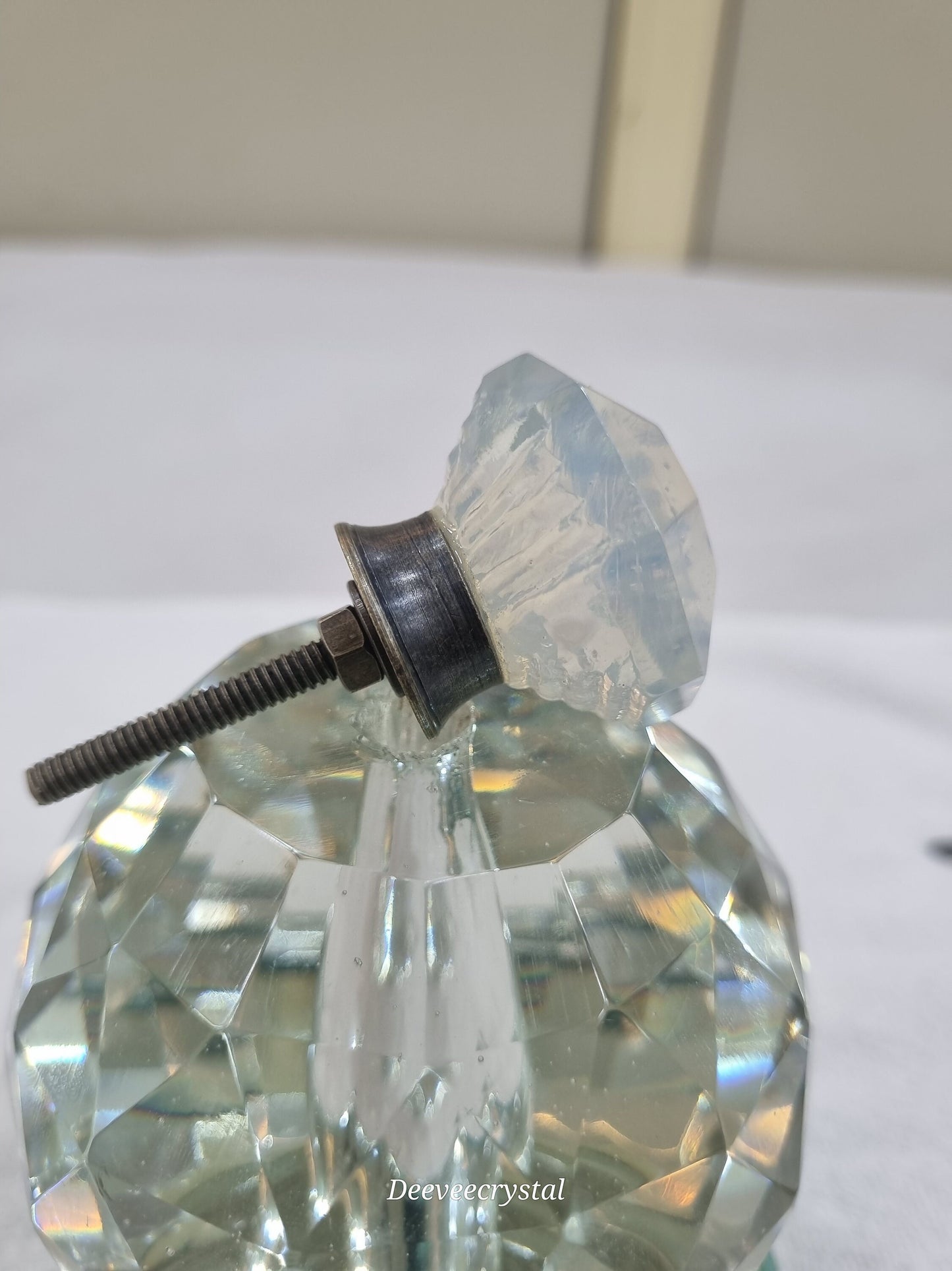 Victorian Style Octagonal Glass Knob - Antique Bronze