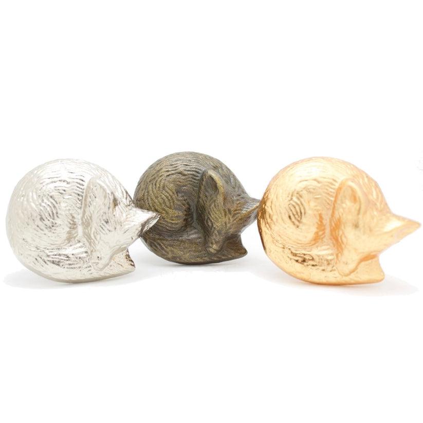 Sleeping fox cast iron knobs