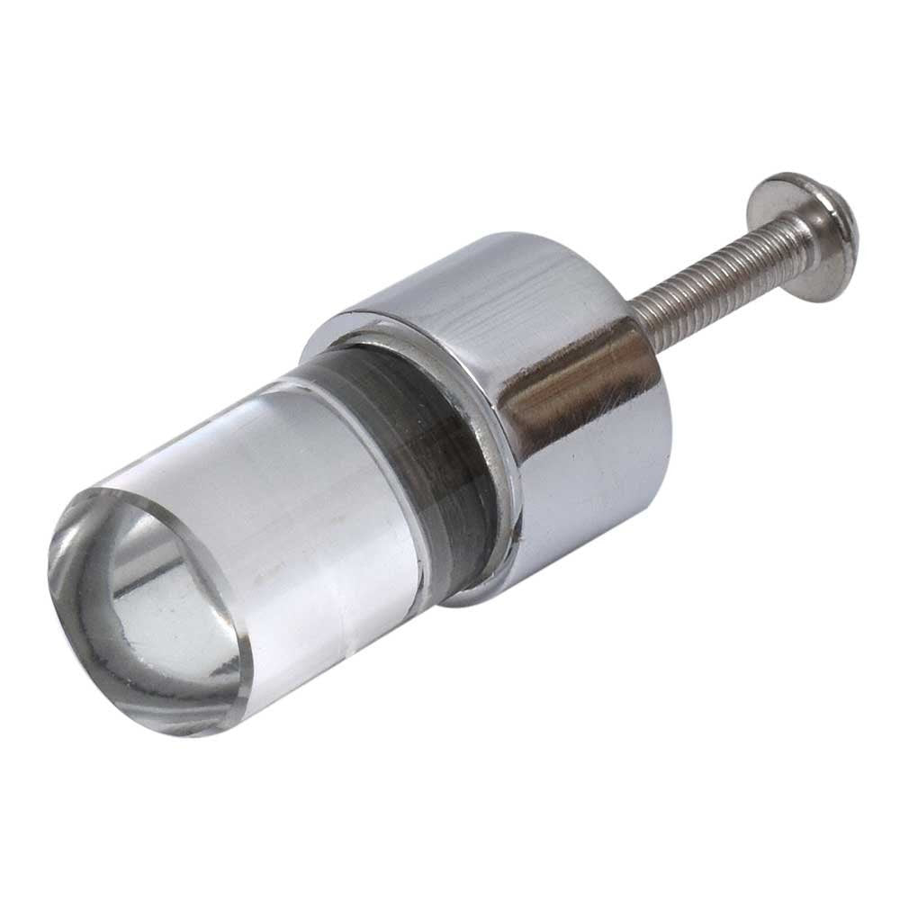 32mm Crystal Glass Door Bolt | Chrome & Black Wall Mounted Door Stop