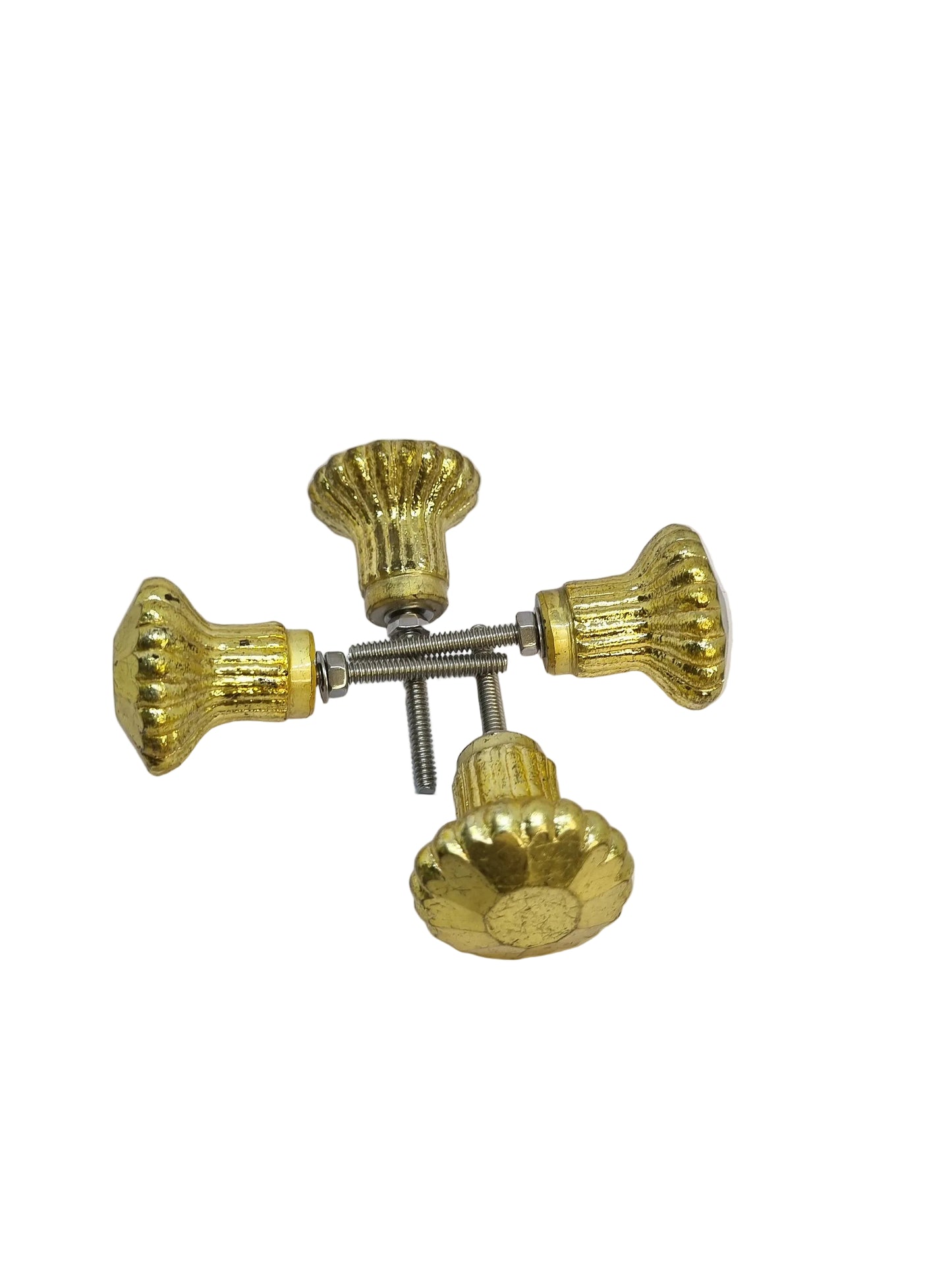 Glass antique finish golden knobs