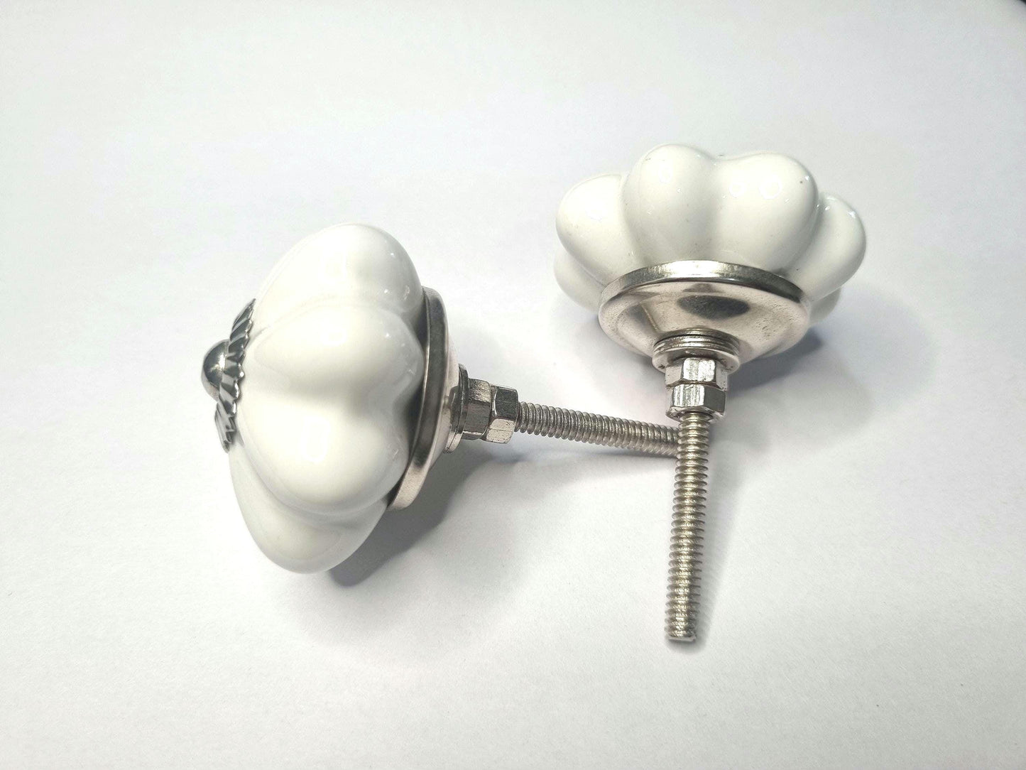 ceramic white melon knob