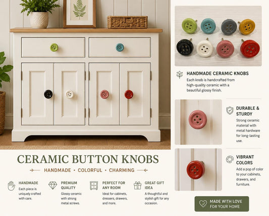 Colorful Glass Button Knobs Set
