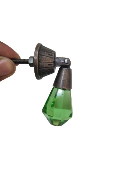 Glass Drop Pull Knobs - Antique Finish