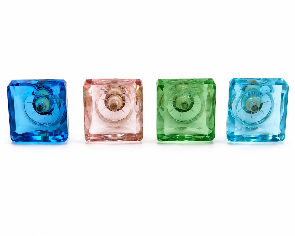 Handmade Square Crystal Glass Cabinet Knob | Faceted Drawer Pull (32mm)