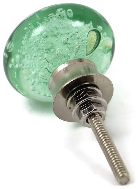 Set of 8 mint green bubbles knobs satan finish