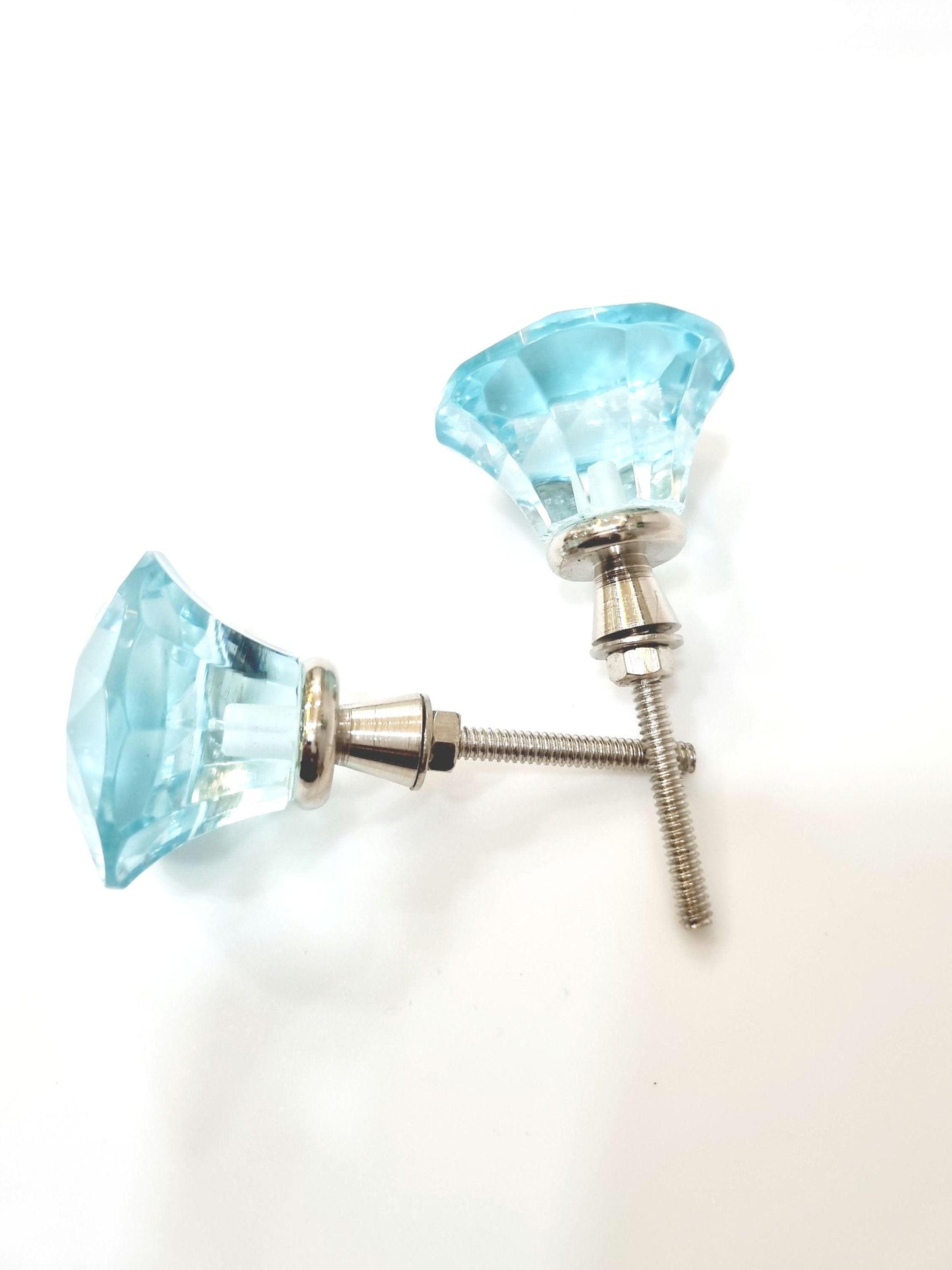 Diamond cut glass knobs with fittings