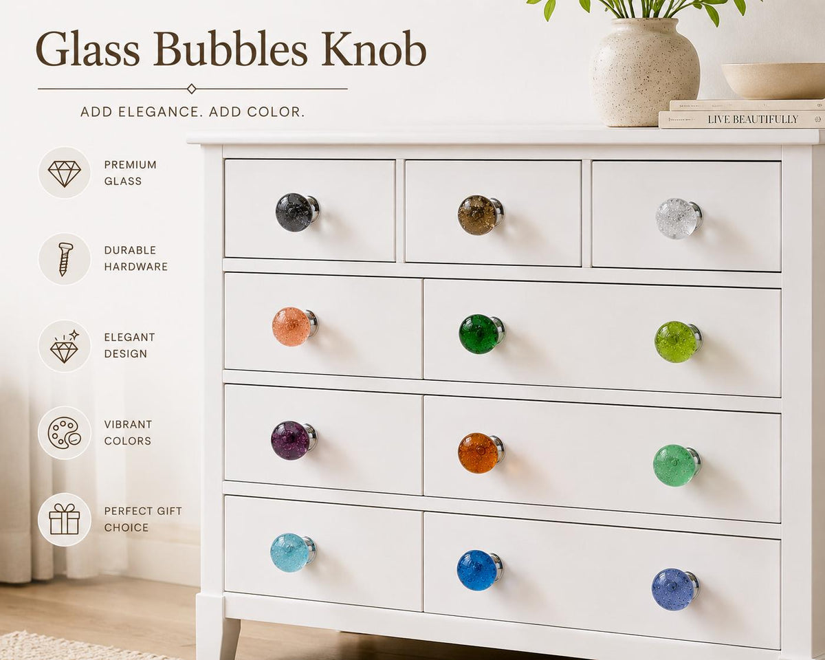 Handmade Glass Bubble Knobs: 1.5" Cabinet & Drawer Pulls