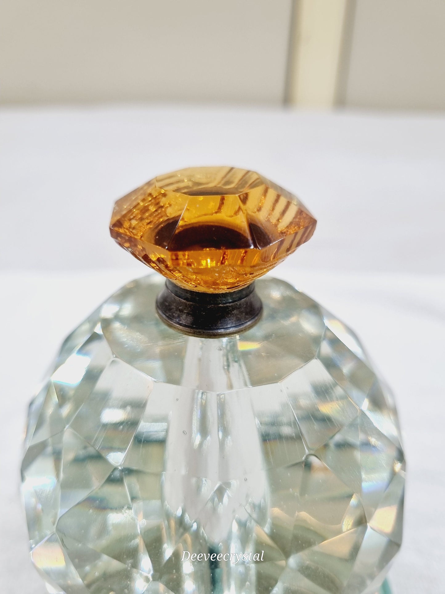 Victorian Style Octagonal Glass Knob - Antique Bronze