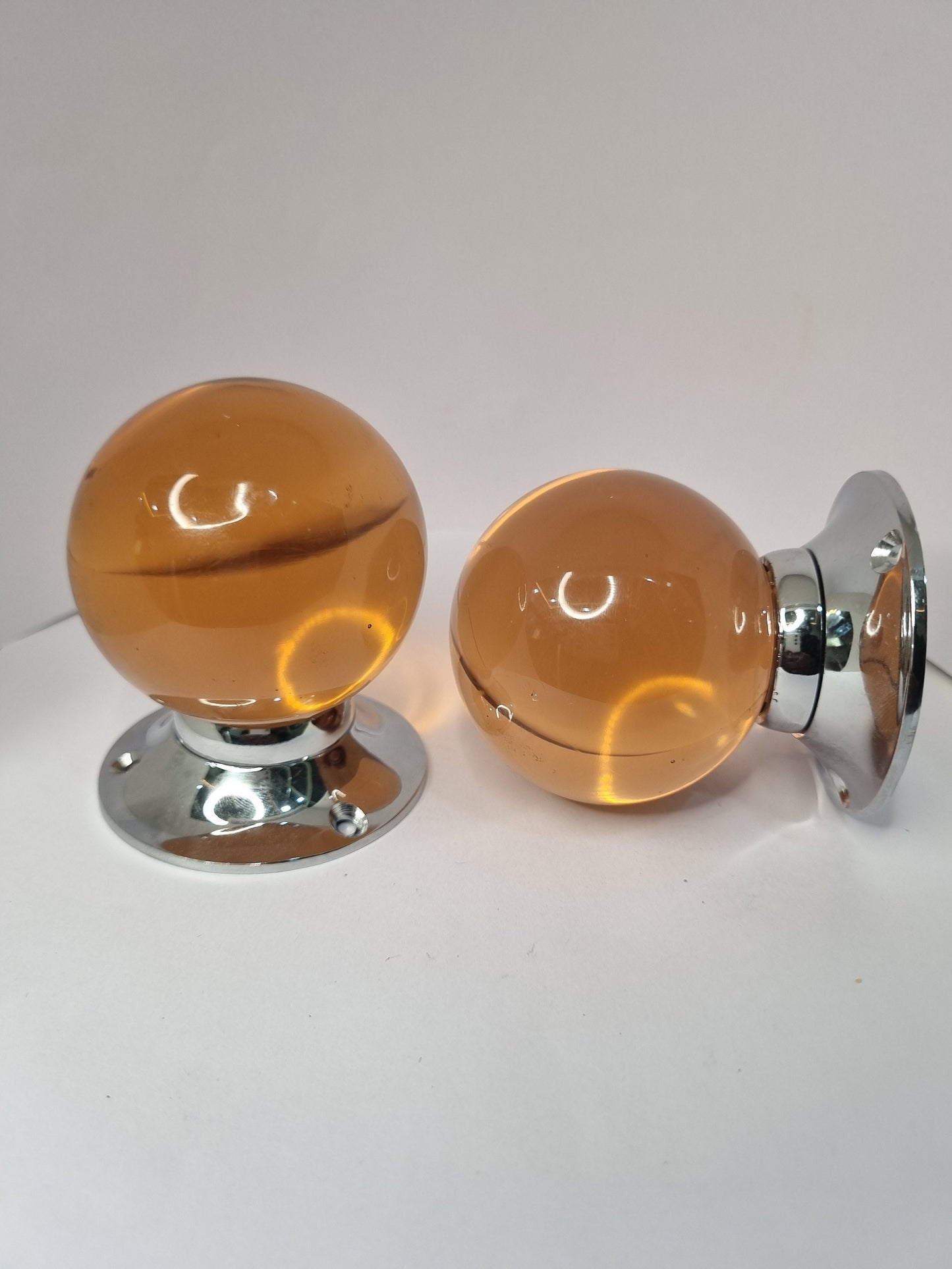 Pink Glass Round Mortise Door Knob (60mm) black finish