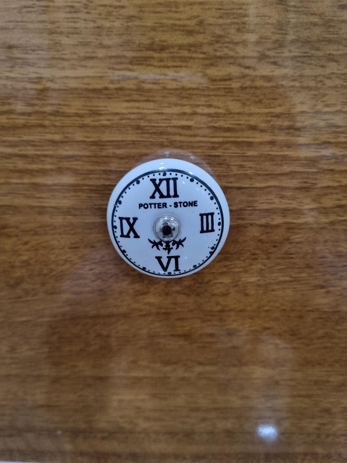 Vintage Ceramic Clock Knob, Farmhouse Drawer Pull, Roman Numeral Cabinet Handle